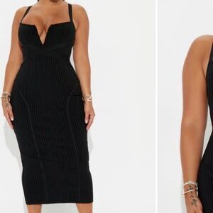 Fashion Nova Black midi dress